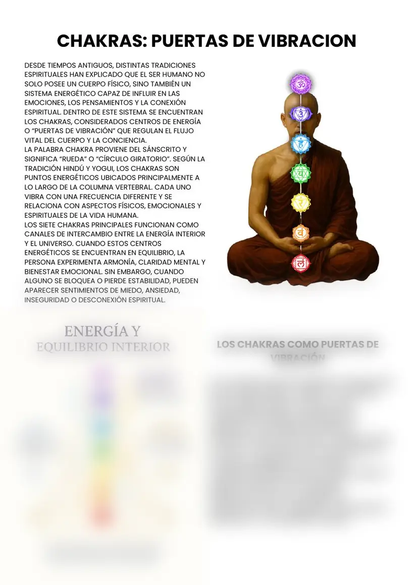 Página 10: Chakras, puertas de vibración